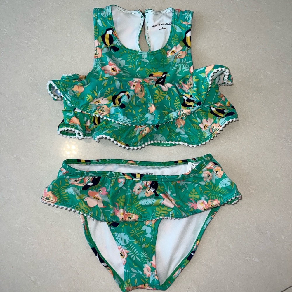Janie and Jack Green Tropical 🌴 Bikini